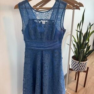 Anthropologie Moulinette Soeurs Blue Lace Fit & Flare Dress